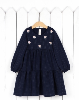 Платье (горошек на тёмно-синем) | Артикул: С215/3-К | Детская одежда от «Бэби-Бум»