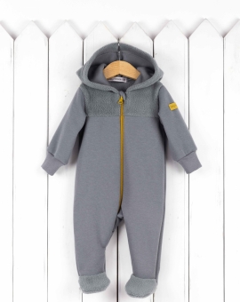 Комбинезон с капюшоном (серый) | Артикул: К350/7-Ф | Детская одежда оптом от «Бэби-Бум»