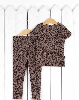 Комплект детский (футболка+легинсы/лапша/леопард) | Артикул: КД456/13-К | Детская одежда оптом от «Бэби-Бум»