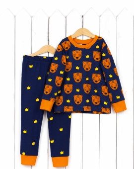 Пижама (тигры/короны/оранжевый) | Артикул: КС14/2-И | Детская одежда оптом от «Бэби-Бум»