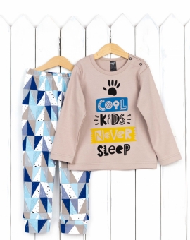 Пижама (бежевый/треугольники) | Артикул: КС15/3-И | Детская одежда оптом от «Бэби-Бум»