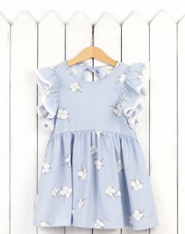 Платье (хлопок на голубом) | Артикул: С211/2-К | Детская одежда оптом от «Бэби-Бум»