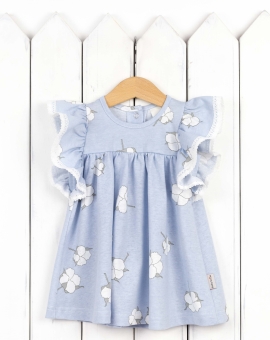 Платье (застежка на кнопках/хлопок на голубом) | Артикул: С212/2-К | Детская одежда оптом от «Бэби-Бум»