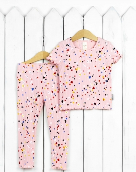 Комплект детский (леопард мультиколор на розовом) | Артикул: КД456/16-К | Детская одежда оптом от «Бэби-Бум»