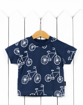 Футболка (велосипеды на синем) | Артикул: Ф118/2-К | Детская одежда оптом от «Бэби-Бум»