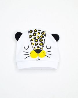 Шапка (гепард на белом) | Артикул: А59-И | Детская одежда оптом от «Бэби-Бум»
