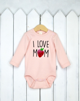Боди (персик/I Love Mom) | Артикул: Б81/3-И | Детская одежда от «Бэби-Бум»