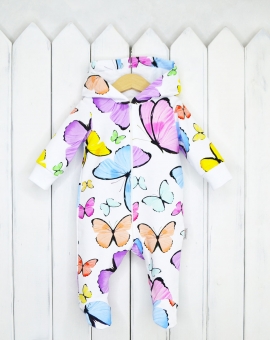 Комбинезон (бабочки на белом) | Артикул: К184/6-Ф | Детская одежда оптом от «Бэби-Бум»