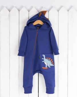 Комбинезон (динозаврик/синий) | Артикул: К303/1-Ф | Детская одежда оптом от «Бэби-Бум»